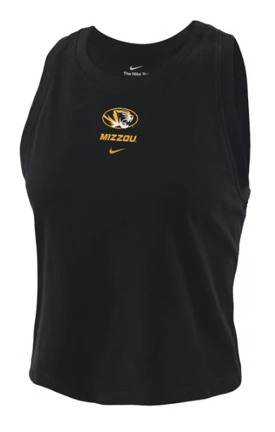 Mizzou Tigers Nike® 2024 Women's Crop Oval Tiger Head Black Tank Top flirty tank top