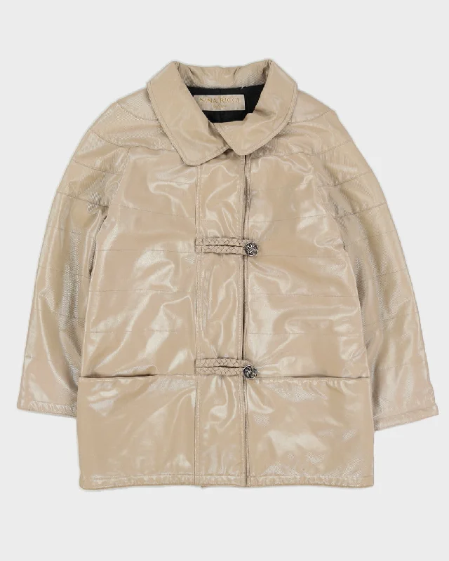 Nina Ricci Beige PVC Quilted Jacket - M Fleece Jacket Down Jacket Parka