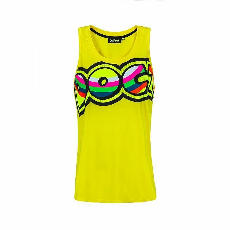 Official Valentino Rossi VR46 Yellow Woman's Tank Top - Vrwtt 307401 navy tank top