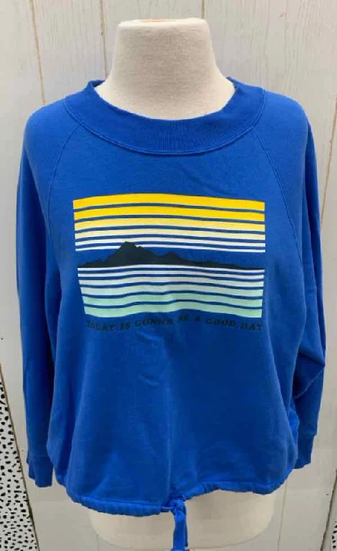 Old Navy Blue Womens Size M Sweatshirt Hoodie with Hem Detail Decorative Unique