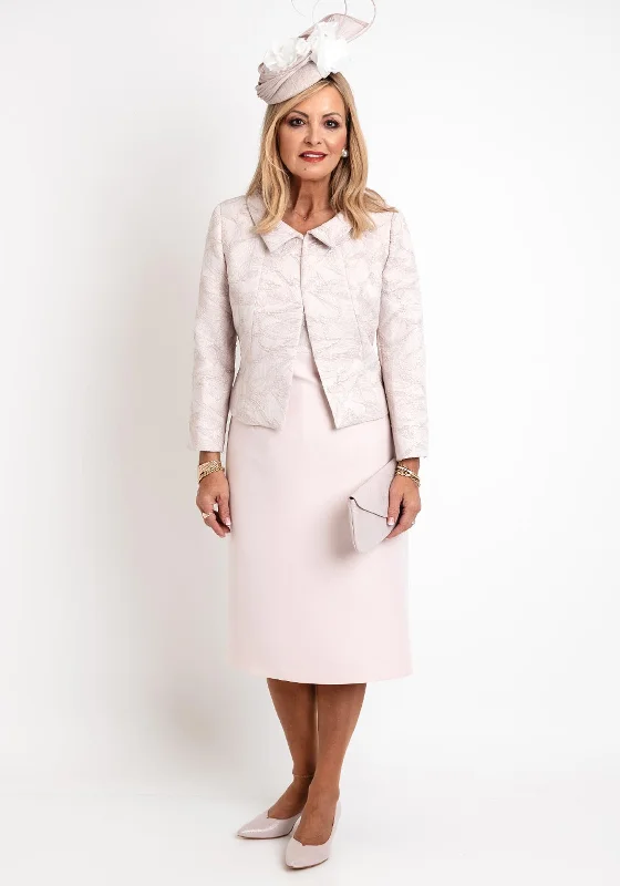 Ophelia Melita Dress & Short Jacket Set, Blush Pink Rayon Fabric Velvet Fabric Corduroy Fabric