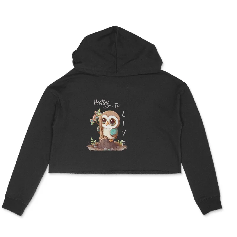 Owl Crop Hoodie - Front Print Hoodie with Hood Adjustable Protection