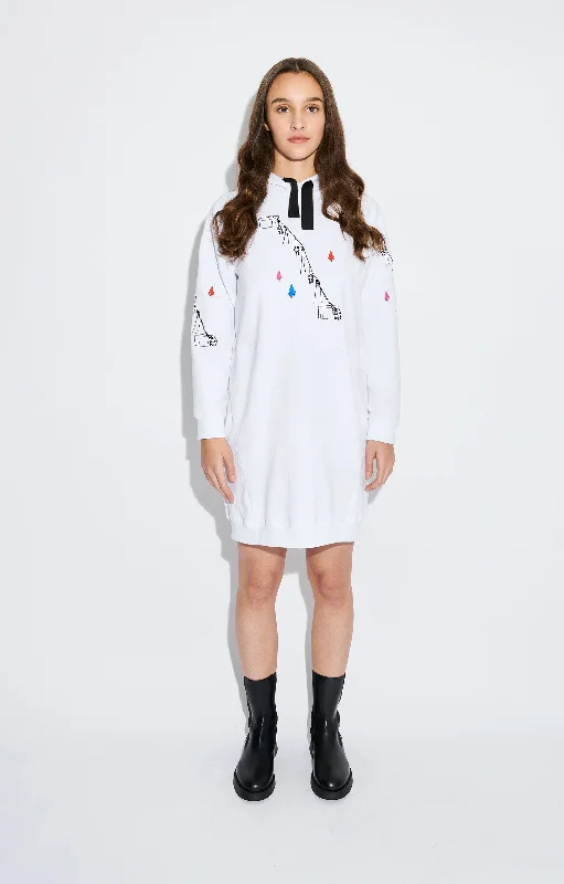 Parad Hooded Sweatshirt Dress Ski Lift Hoodie with Batwing Sleeves Loose Dramatic