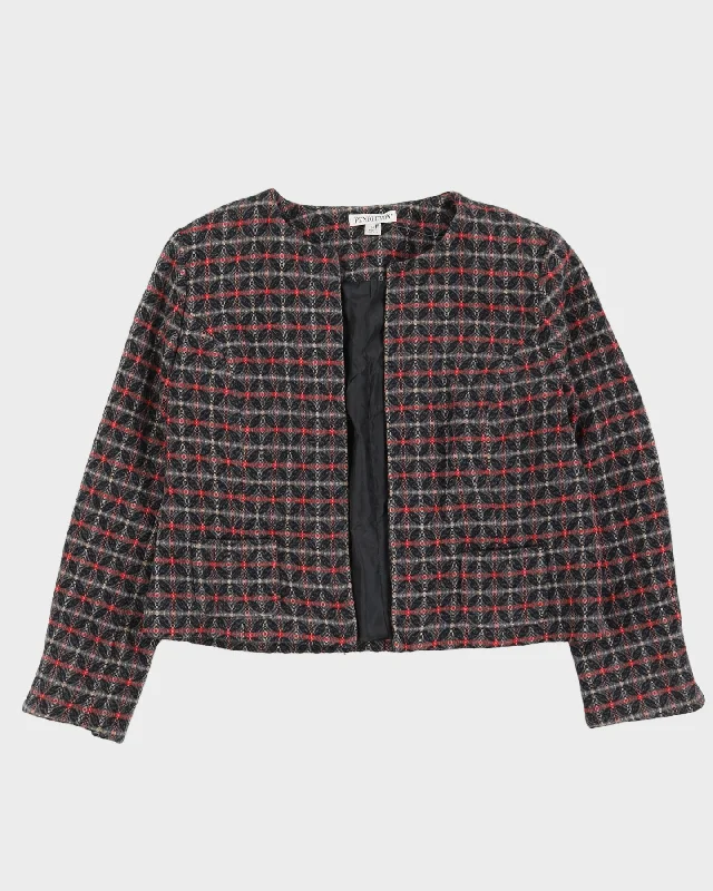 Pendleton Pink And Grey Blazer Jacket - M Boat Neck Shawl Collar Notched Collar
