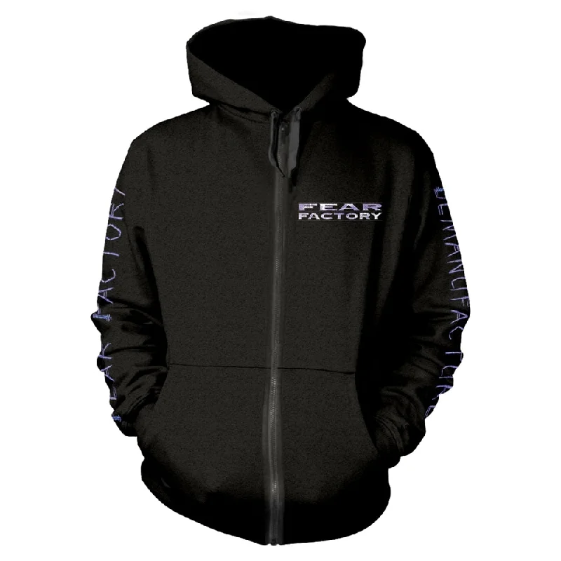 Fear Factory Unisex Zipped Hoodie: Demanufacture Pocket (back print) Hoodie with Cropped Fit Short Trendy Fear Factory Unisex Zipped Hoodie: Demanufacture Pocket (back print) Hoodie with Cropped Fit Short Trendy
