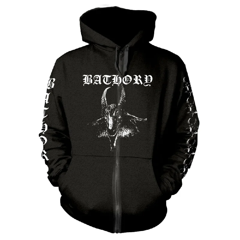 Bathory Unisex Zipped Hoodie: Goat (back print) Hoodie Dress Longline Feminine