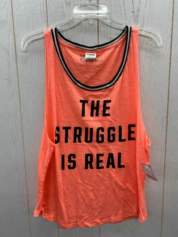 PINK Coral Womens Size L Tank Top modal blend tank