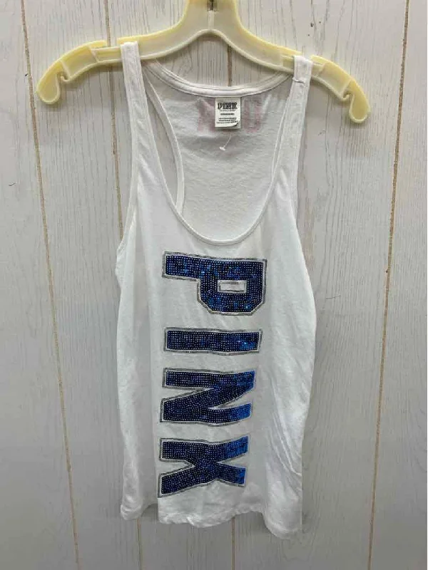 PINK White Womens Size Small Tank Top turquoise tank top
