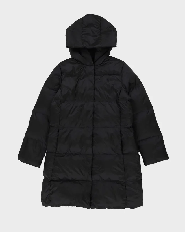 Polo Ralph Lauren Black Long Fit I Heart Polo Puffer Jacket - XL Boat Neck Shawl Collar Notched Collar