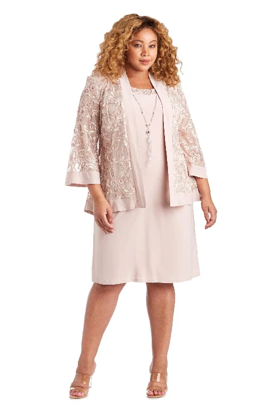 R&M Richards 7077W Short Plus Size Jacket Dress Wool Fabric Cashmere Fabric Tweed Fabric