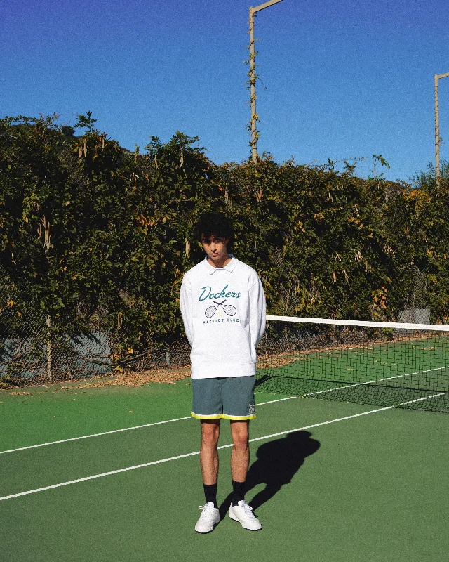 Racquet Club Collared Sweatshirt, Relaxed Fit Hoodie with Half-Zip Sporty Casual
