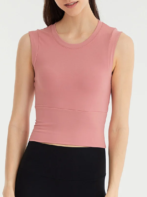 Round Neck Sleeveless Sports Tank Top charcoal tank top