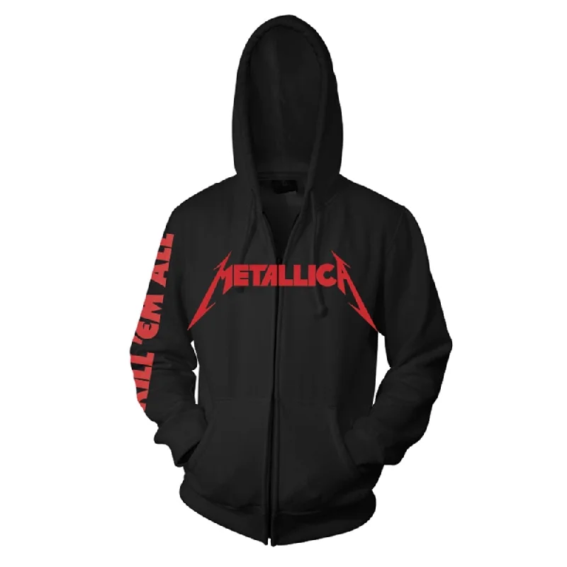 Metallica Unisex Zipped Hoodie: Kill Em All Hoodie with Illustration Artistic Creative Metallica Unisex Zipped Hoodie: Kill Em All Hoodie with Illustration Artistic Creative