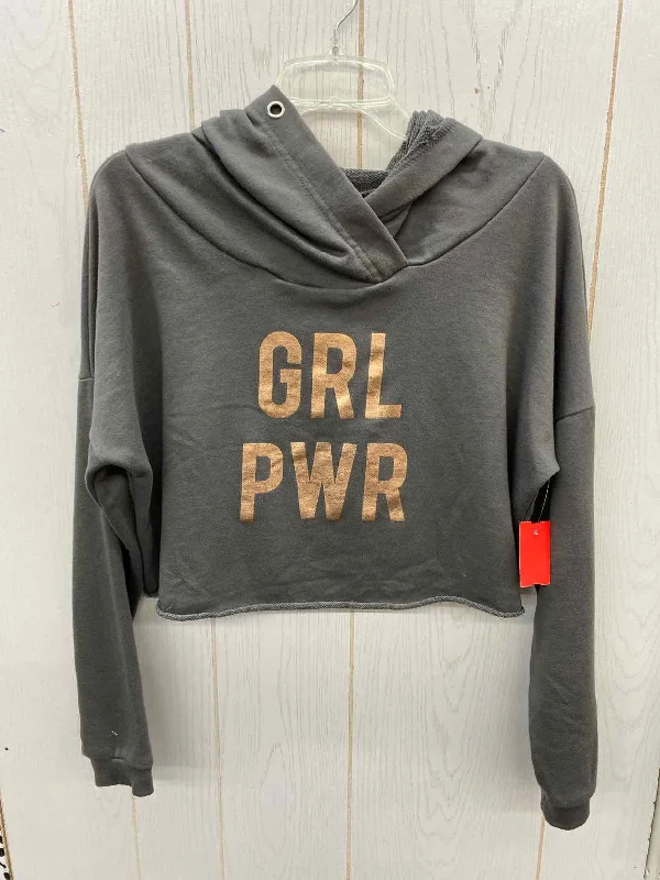 Rue 21 Gray Junior Size M Sweatshirt Hoodie with Metallic Shiny Futuristic
