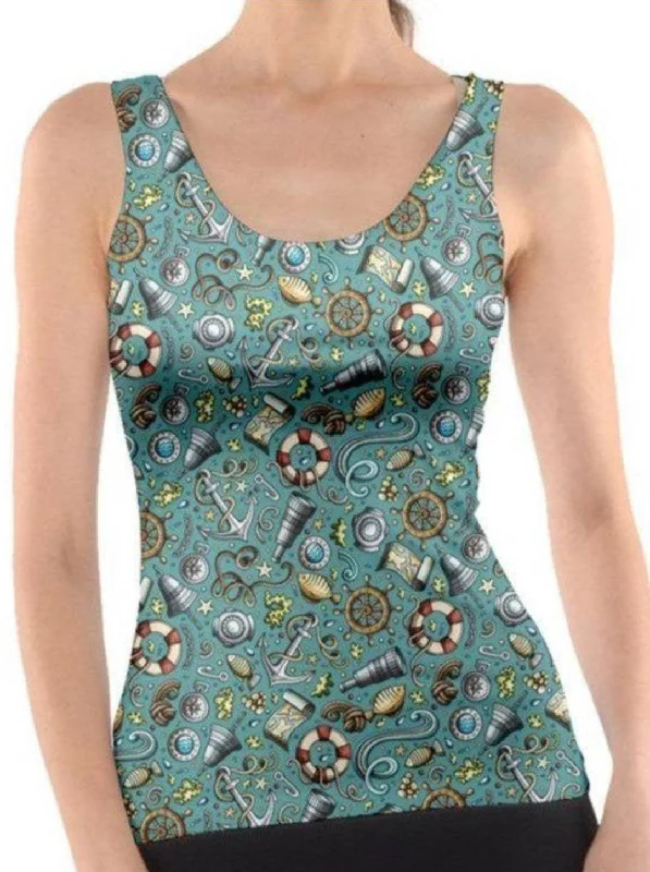 SAILORS DREAM TEAL Tank Top lime green tank
