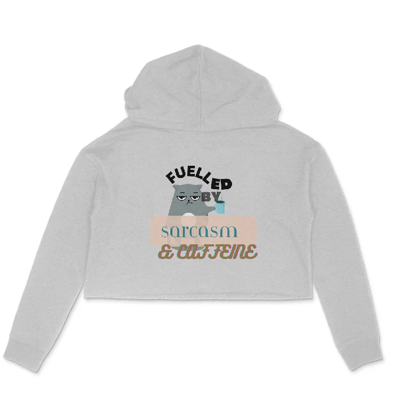 Sarcasm - Crop Hoodie Hoodie with Hem Elastic Stretchable Comfortable