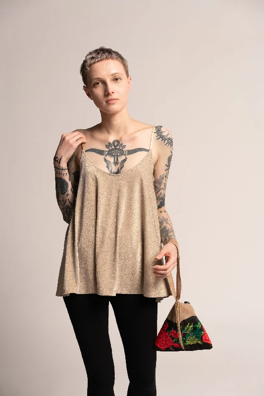 Evening Sparkly Cream Tank Top layering tank top