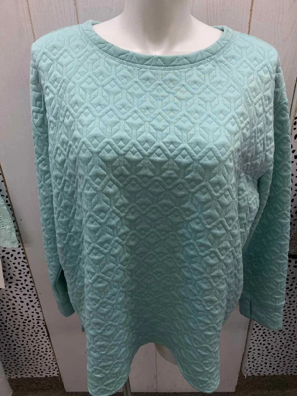 SJB Green Womens Size 2X Sweatshirt Hoodie with Rolled Sleeves Casual Relaxed