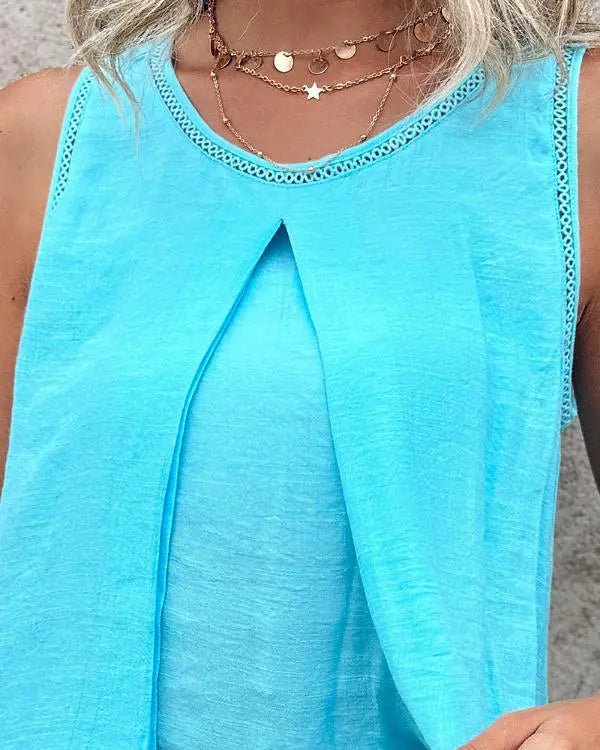 Slit Round Neck Tank Top fitted tank top
