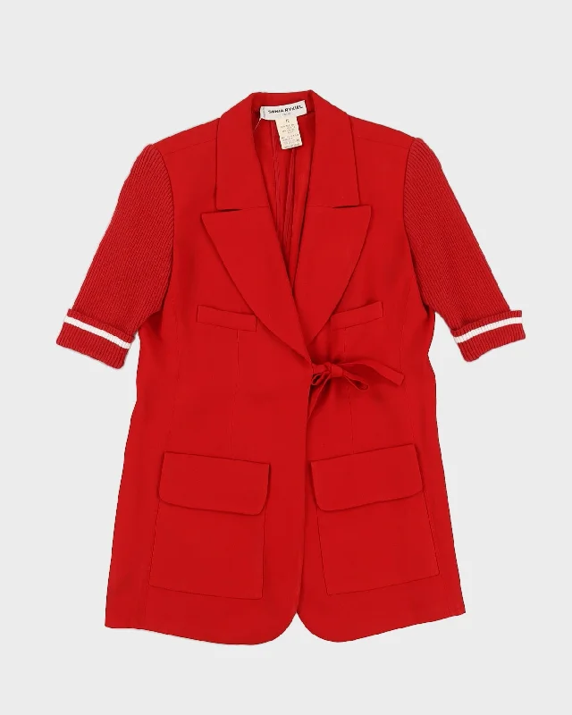 Sonia Rykiel Red Blazer Jacket - M Herringbone Jacket Checkered Jacket Solid Jacket