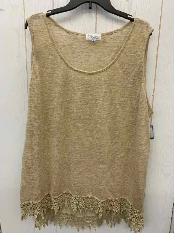 Symmetry Tan Womens Size 3X Tank Top sequin tank top