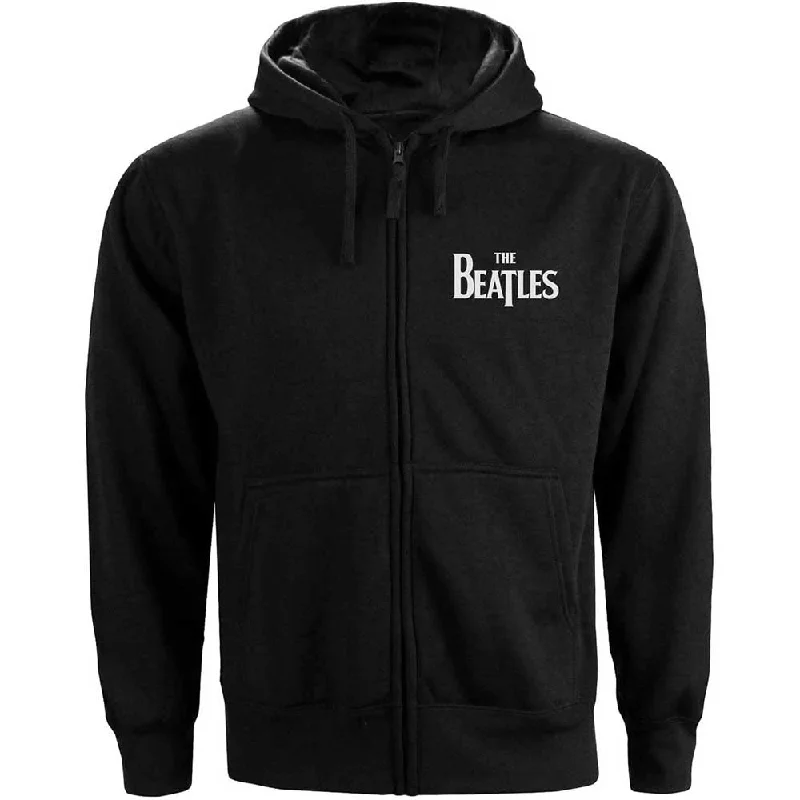 The Beatles Unisex Zipped Hoodie: Drop T Logo (Back Print) Cotton Hoodie Fleece Lining Warmth The Beatles Unisex Zipped Hoodie: Drop T Logo (Back Print) Cotton Hoodie Fleece Lining Warmth