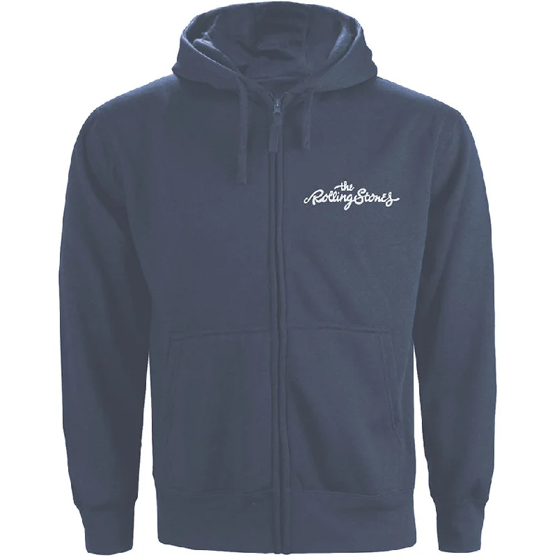 The Rolling Stones Unisex Zipped Hoodie: Classic Tongue (Back Print) Hoodie with Relaxed Fit Easy Casual