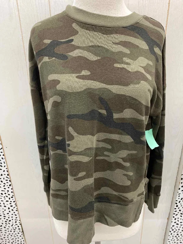 Time & Tru Olive Womens Size Small Sweatshirt Hoodie with Magnetic Closure Innovative Modern