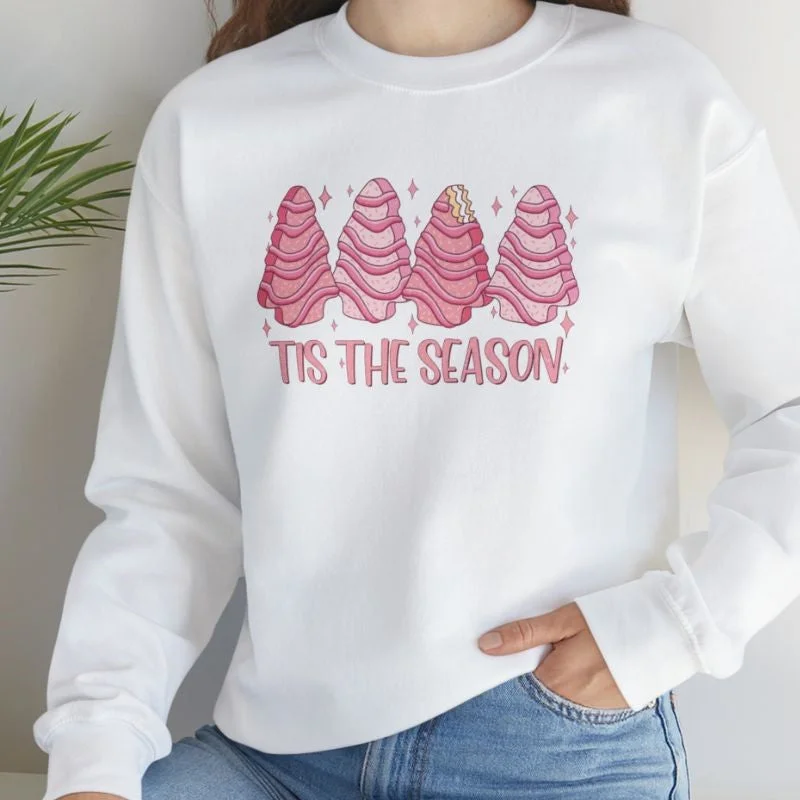Tis The Season Crewneck Sweatshirt Hoodie with Applique Textured Unique