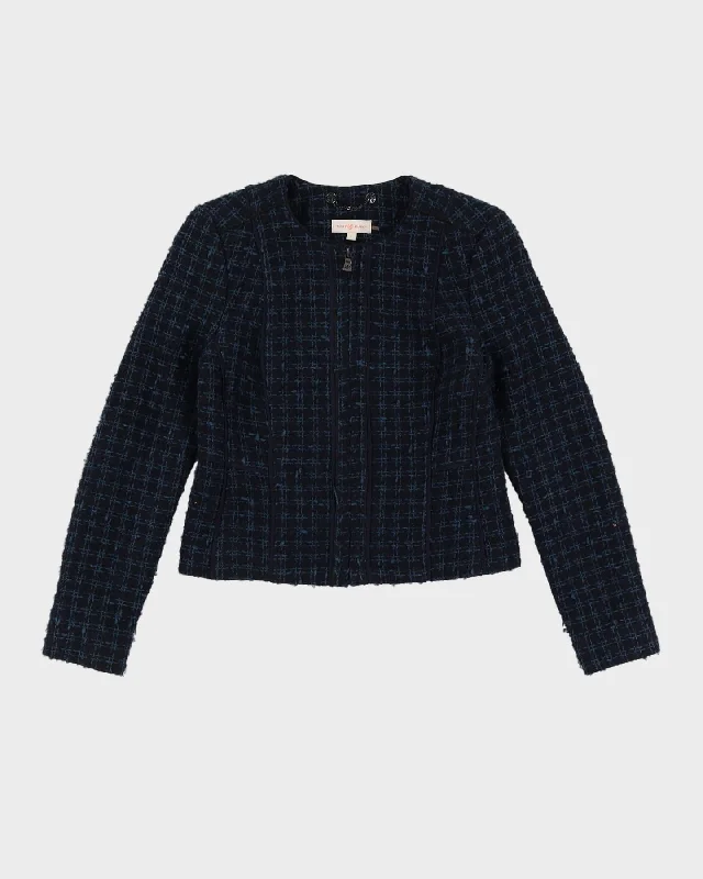 Tory Burch Blue And Black Blazer Jacket - XXS V-Neck Jacket Boat Neck Jacket Square Neck Jacket