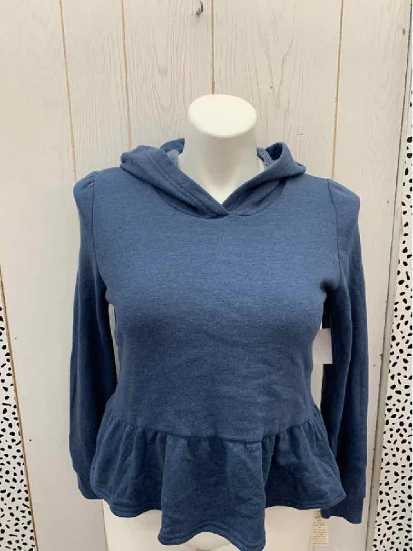 Ultra Flirt Blue Junior Size L Sweatshirt Hoodie with Mock Neck Collared Structured