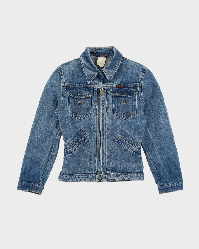 Vintage 1960s 1970s Denim Jacket - S Nylon Jacket Polyester Jacket Spandex Jacket