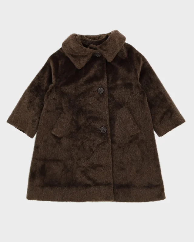 Vintage 1960s Brown Faux Fur Jacket - M Chenille Jacket Brocade Jacket Lace Jacket