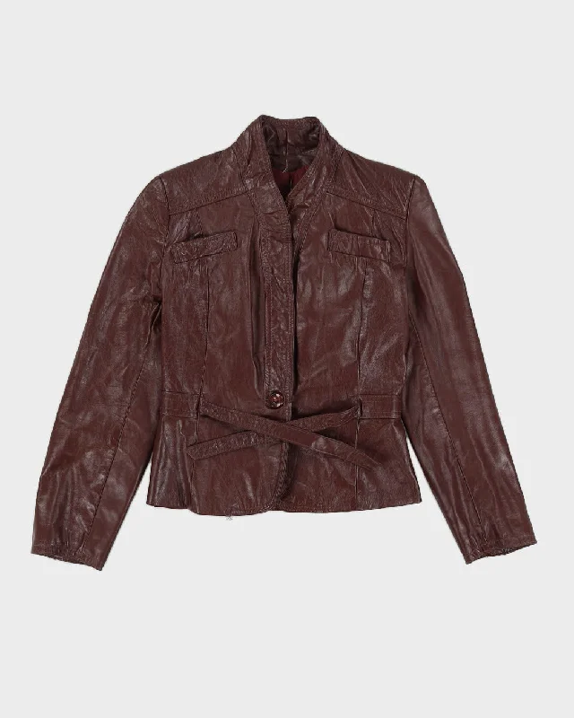 Vintage 1970s Burgundy Leather Jacket - XXS Denim Fabric Leather Fabric Suede Fabric Vintage 1970s Burgundy Leather Jacket - XXS Denim Fabric Leather Fabric Suede Fabric