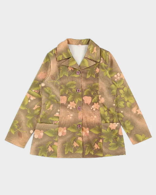Vintage 1970s Green Patterned Blazer Jacket - S Fitted Jacket Loose Jacket Oversized Jacket