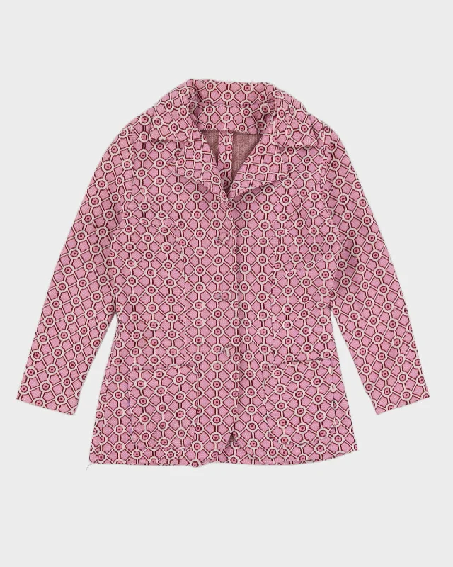 Vintage 1970s Purple Patterned Jacket - S Snapped Jacket Toggled Jacket Drawstring Jacket Vintage 1970s Purple Patterned Jacket - S Snapped Jacket Toggled Jacket Drawstring Jacket