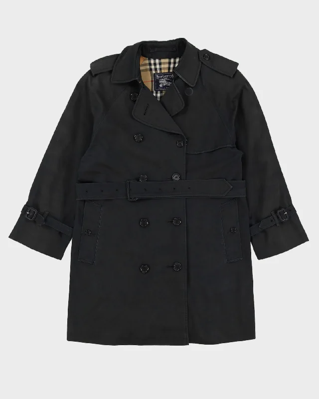 Vintage 1980s Burberry London Black Mac Jacket -  S Mesh Jacket Canvas Jacket Denim Jacket