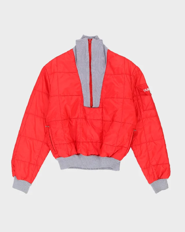 Vintage 80s Yamaha Red Quarter Zip Puffer Jacket - L Faux Fur Fabric Real Fur Fabric Shearling Fabric Vintage 80s Yamaha Red Quarter Zip Puffer Jacket - L Faux Fur Fabric Real Fur Fabric Shearling Fabric