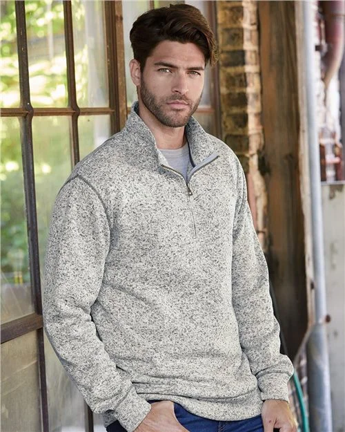 Vintage Sweaterfleece Quarter-Zip Sweatshirt Hoodie with Hem Elastic Stretchable Comfortable