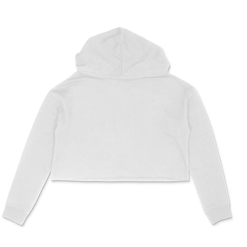 White - Plain Crop Hoodie Hoodie with Hem Drawcord Adjustable Customizable