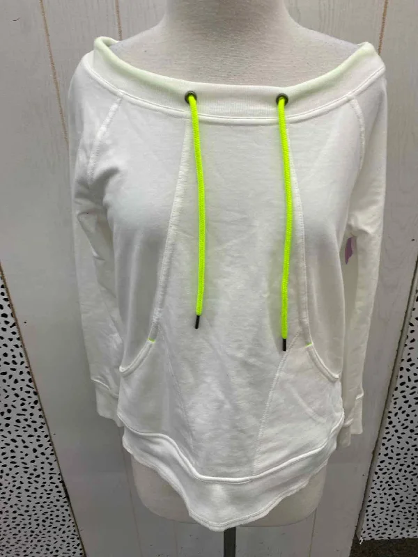 Xersion White Womens Size Small Sweatshirt Hoodie with Button Classic Timeless