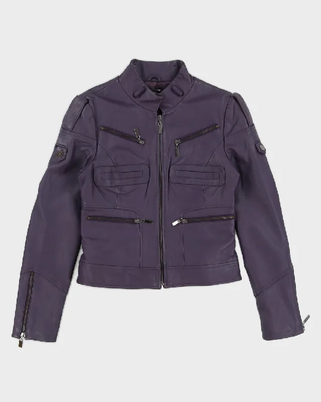 Y2K 00s Bebe Purple Leather Moto Jacket - S Plaid Jacket Tartan Jacket Houndstooth Jacket Y2K 00s Bebe Purple Leather Moto Jacket - S Plaid Jacket Tartan Jacket Houndstooth Jacket