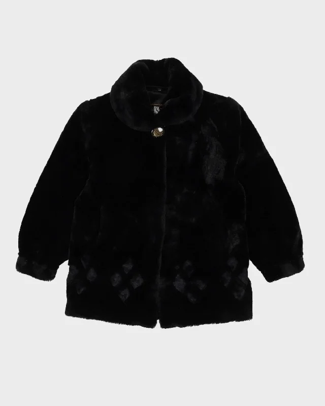 Y2K Black Faux Fur Jacket - M Nylon Jacket Polyester Jacket Spandex Jacket