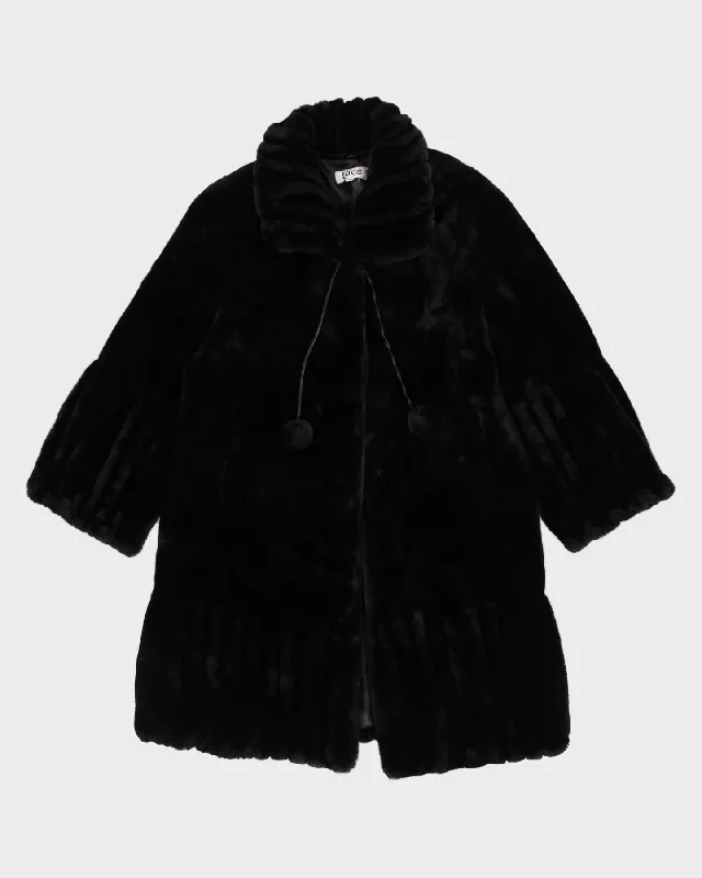 Y2K Black Faux Fur Jacket - M Jersey Jacket Tulle Jacket Batik Jacket