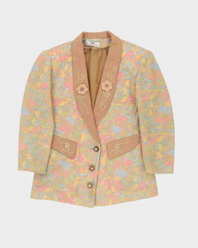 00s Pastel Patterned Blazer Jacket - M Fitted Jacket Loose Jacket Oversized Jacket