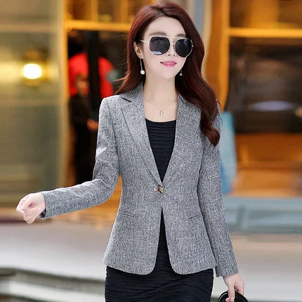 New Spring Autumn Plus Size 4XL Womens Business Suits One Button Office Female Blazers Jackets Short Slim Blazer Women Suit Belted Jacket Elasticated Jacket Padded Jacket