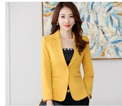 2022 Spring New Short Suit Business Women Blazer Jackets Korean Slim Long sleeve  Female Blazer Plus size Office Ladies Suit 4XL Notch Collar Jacket Peter Pan Collar Jacket Cowl Neck Jacket
