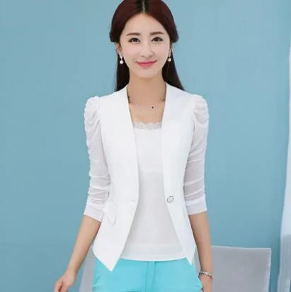 Spring Summer New Women Blazer Jacket Fashion Slim Short Suit Coat Females Clothing Casual Thin Feminino Tops WUN1440 Fleece Jacket Down Jacket Parka