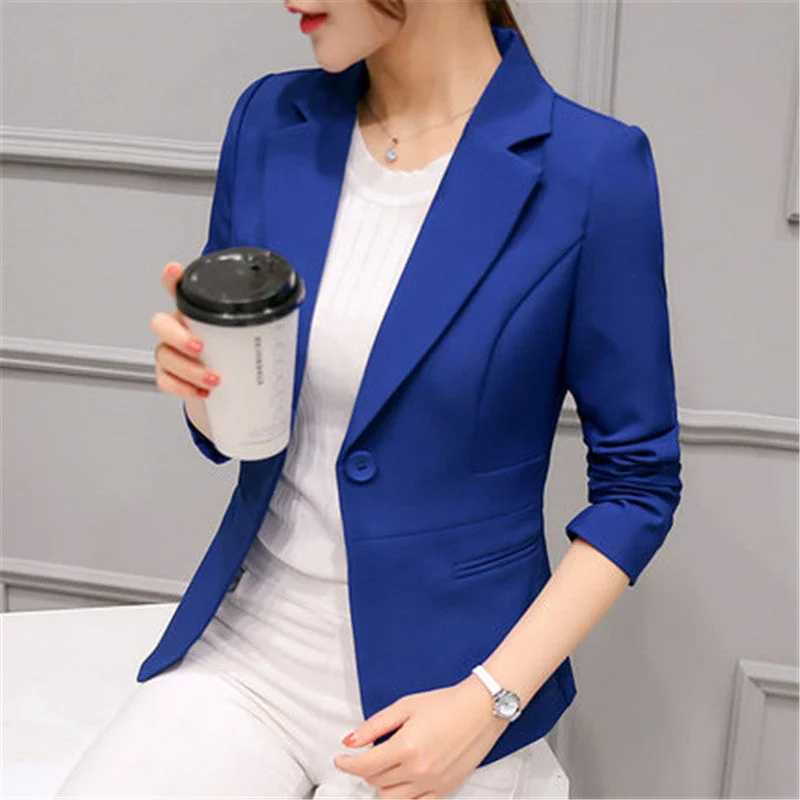 2023 Women Black Slim Fit Blazer Jackets Notched Office Work Blue Blazer Outfits Casual Tops Long Sleeve Outerwear Coats ZZ220 Knit Jacket Woven Jacket Fleece Jacket