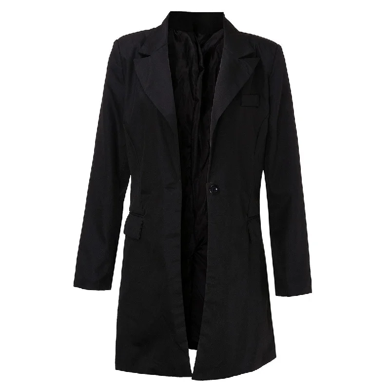 Autumn Women Long Blazers Jackets Single Button Blazer Women Jacket Casual Long Sleeved Blazer Feminino Longo Outwear Plus Size Bomber Jacket Anorak Windbreaker
